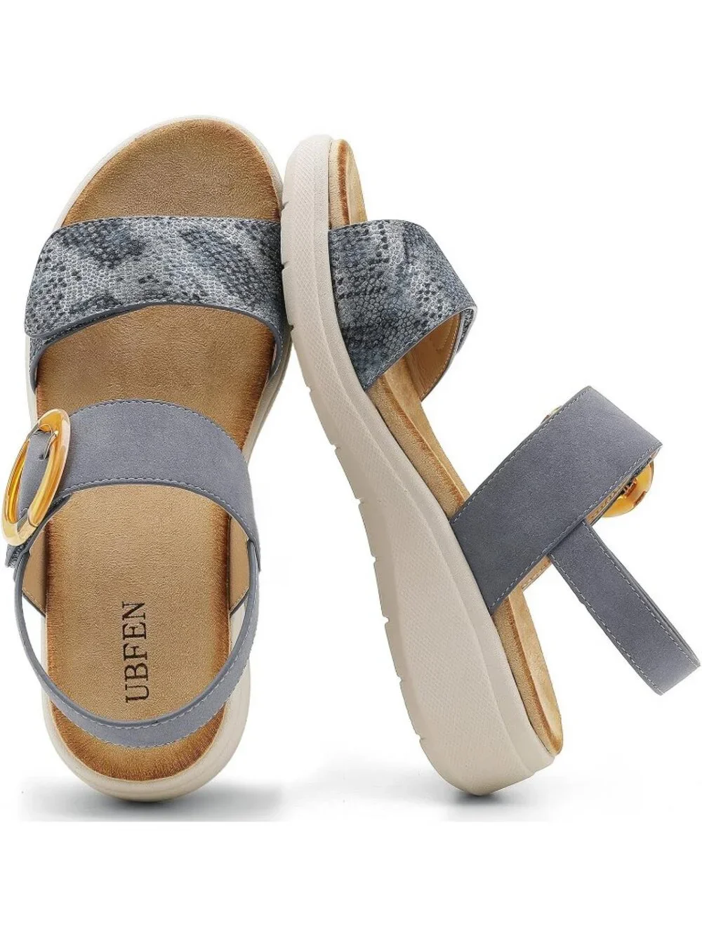 Women's Blue Summer Comfortable Open Toe Comfy Casual Wedge Walking Sandals
